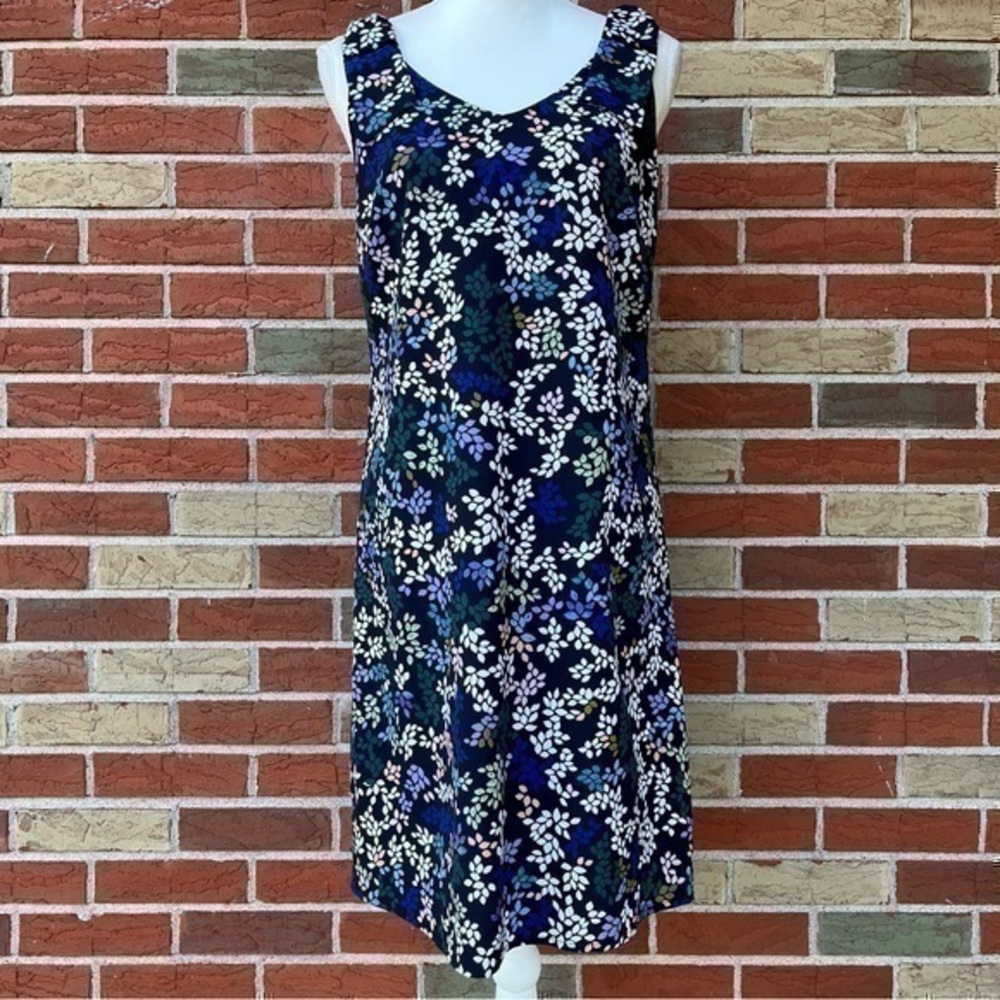 CAbi Cinco Floral Print Blue Multicolor Shift Dress 👗